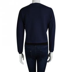 مملوكة مسبقًا Kenzo Navy Blue Embroidered Tiger Motif Cropped Sweatshirt S