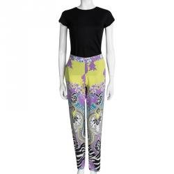 مملوكة مسبقًا Etro Multicolor Printed Silk Elasticized Waist Pants M