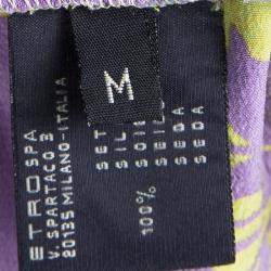 مملوكة مسبقًا Etro Multicolor Printed Silk Elasticized Waist Pants M