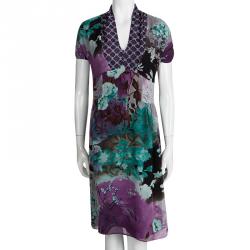 Pre Owned فستان إيترو حرير مطبوع متعدد الألوان بأكمام مكشكشة M