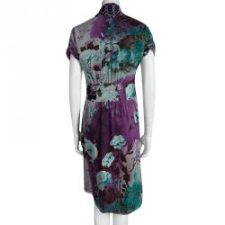 Pre Owned فستان إيترو حرير مطبوع متعدد الألوان بأكمام مكشكشة M