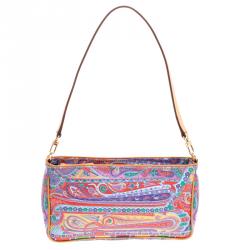 Pre Owned Etro Multicolor Paisley Printed Leather Shoulder Bag