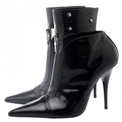 Pre Owned Etro Black Patent Ankle Boots Size 36
