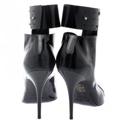 Pre Owned Etro Black Patent Ankle Boots Size 36