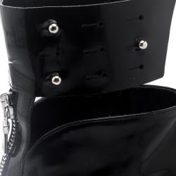 Pre Owned Etro Black Patent Ankle Boots Size 36