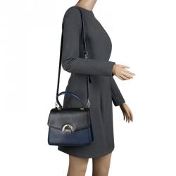 Pre Owned Faure Le Page Black/ Blue Leather Parade  Shoulder Bag