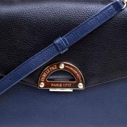 Pre Owned Faure Le Page Black/ Blue Leather Parade  Shoulder Bag