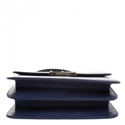 Pre Owned Faure Le Page Black/ Blue Leather Parade  Shoulder Bag