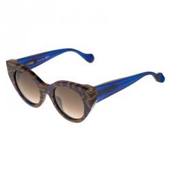 Pre Owned Fendi Blue and Brown Fanny FF0105/S Cat Eye Sunglasses
