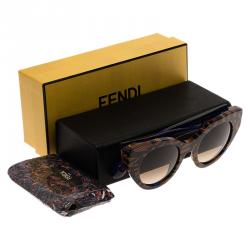 Pre Owned Fendi Blue and Brown Fanny FF0105/S Cat Eye Sunglasses