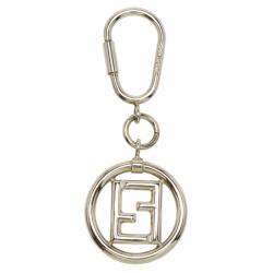 Pre Owned Fendi Silver Logo Keyring