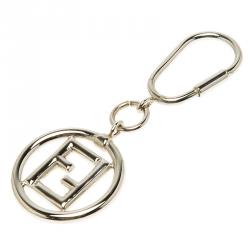 Pre Owned Fendi Silver Logo Keyring