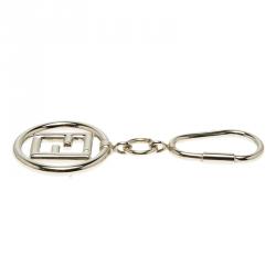 Pre Owned Fendi Silver Logo Keyring