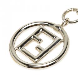 Pre Owned Fendi Silver Logo Keyring