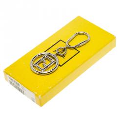 Pre Owned Fendi Silver Logo Keyring