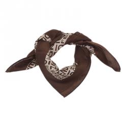 Pre Owned Fendi Logo Silk Square Scarf