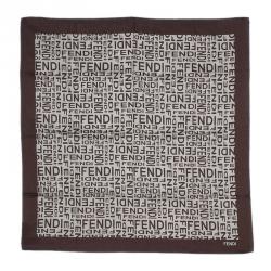 Pre Owned Fendi Logo Silk Square Scarf