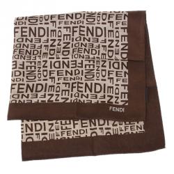 Pre Owned Fendi Logo Silk Square Scarf