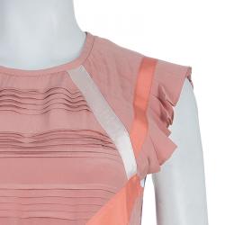 Pre Owned Fendi Pink Ruffled Silk Dress S