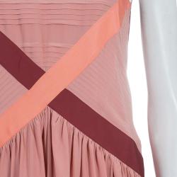 Pre Owned Fendi Pink Ruffled Silk Dress S
