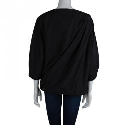 Pre Owned Fendi Black Cotton Draped Top M
