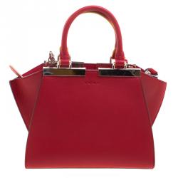 Pre Owned Fendi Red Leather Mini 3Jours Tote