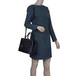 Pre Owned Fendi Croc Embossed Leather 2Jours Mini Tote