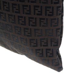 Pre Owned Fendi Chocolate Zucchino Canvas Shopper Zip Tote Bag