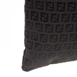 Pre Owned Fendi Chocolate Zucchino Canvas Shopper Zip Tote Bag