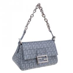 Pre Owned Fendi Grey Zucchino Mini Mama Chain bag