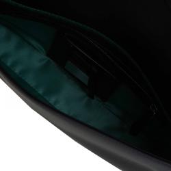 Pre Owned Fendi Black Satin/Leather Crystal Embellishments Baguette Shoulder Bag