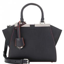 Pre Owned Fendi Black Calfskin Leather Mini 3Jours Tote