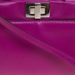 Pre Owned Fendi Fuchsia Leather Micro Peekaboo Bag