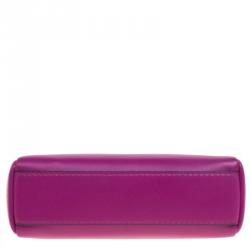 Pre Owned Fendi Fuchsia Leather Micro Peekaboo Bag