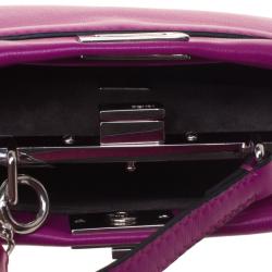 Pre Owned Fendi Fuchsia Leather Micro Peekaboo Bag
