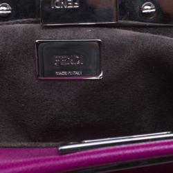 Pre Owned Fendi Fuchsia Leather Micro Peekaboo Bag