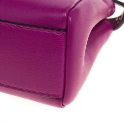 Pre Owned Fendi Fuchsia Leather Micro Peekaboo Bag