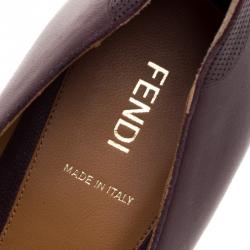 Pre Owned Fendi Burgundy Leather Austin Block Heel Pumps Size 42