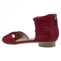 Pre Owned Fendi Red Chiffon Wrap Flat Sandals Size 39