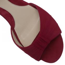 Pre Owned Fendi Red Chiffon Wrap Flat Sandals Size 39