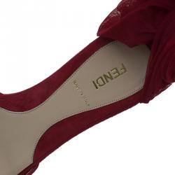 Pre Owned Fendi Red Chiffon Wrap Flat Sandals Size 39