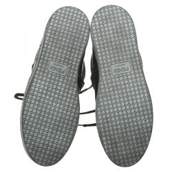 Pre Owned Fendi Brown Zucca Canvas and Black Leather Lace Up Snow Boots Size 38