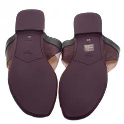 Pre Owned Fendi Bugs Paneled Leather Thong Sandals Size 41