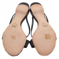 Pre Owned Fendi Black Leather Buckle Flat Slides Size 39