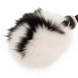 Pre Owned Fendi White/Black Pompom Fox-fur Super Karlito Bag Charm