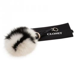 Pre Owned Fendi White/Black Pompom Fox-fur Super Karlito Bag Charm