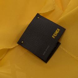Pre Owned Fendi Yellow Silk Zucca Pattern Scarf