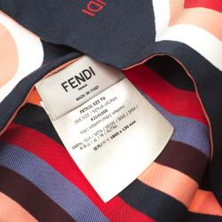 Pre Owned وشاح فندي بوجهين ماكسي رابي حرير بنقوش قلب متعدد الألوان 