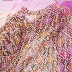 Pre Owned وشاح فندي زوكا حرير وردي