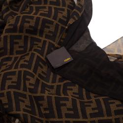 Pre Owned Fendi Tobacco Zucca Silk Scarf